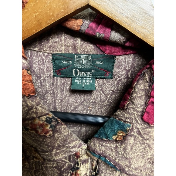 026-004 Orvis Elephant Applique Cotton Jacket Brown Button Front Women's Small‎ - Picture 5 of 11